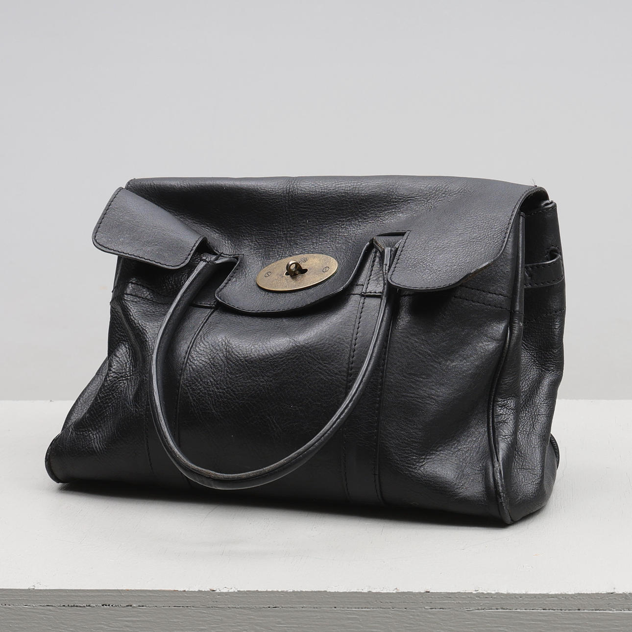 BAG, Black leather, “Bayswater”, Mulberry.