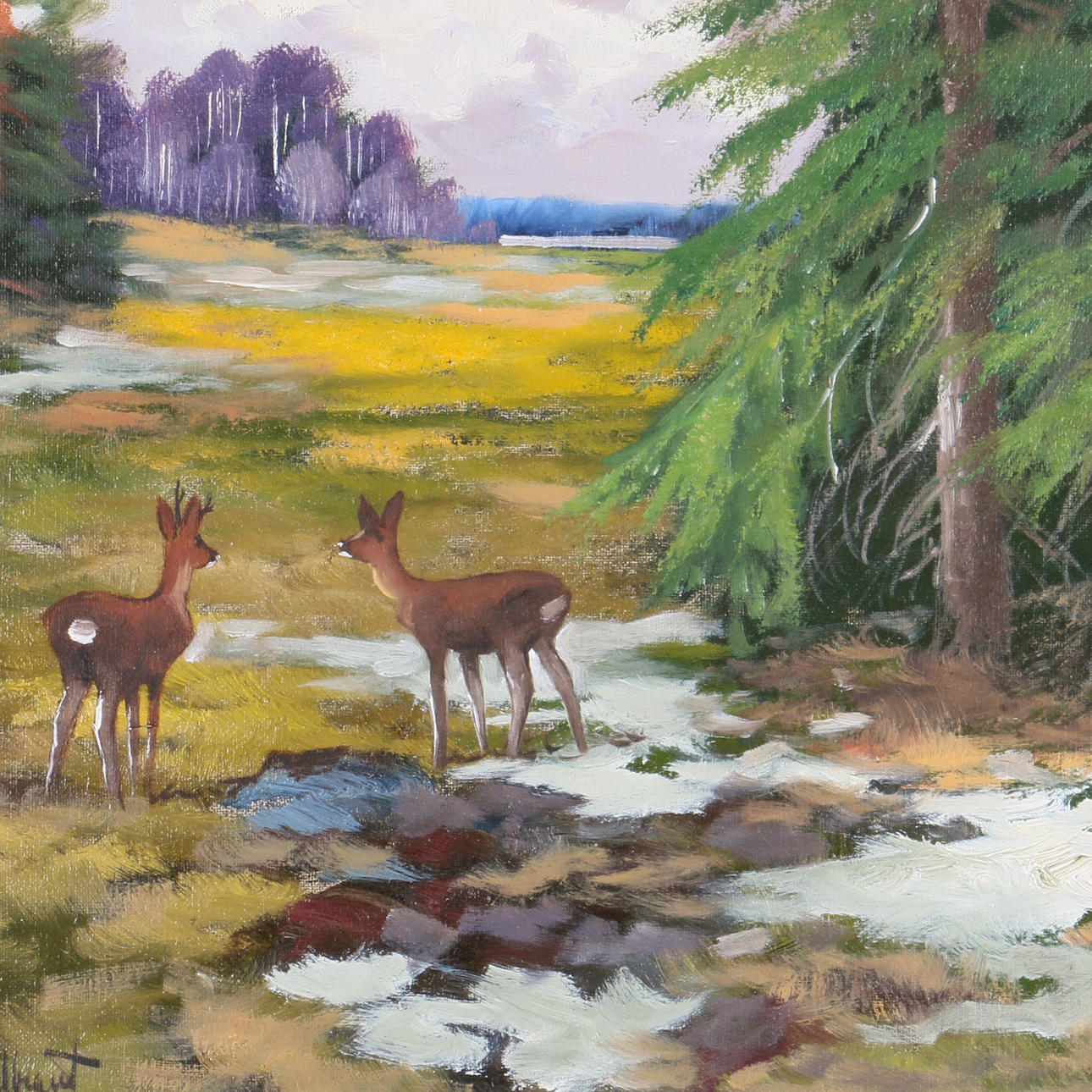 BERTIL WIDBRANDT. Olja på duk, vilt i skogslandskap, signerad.