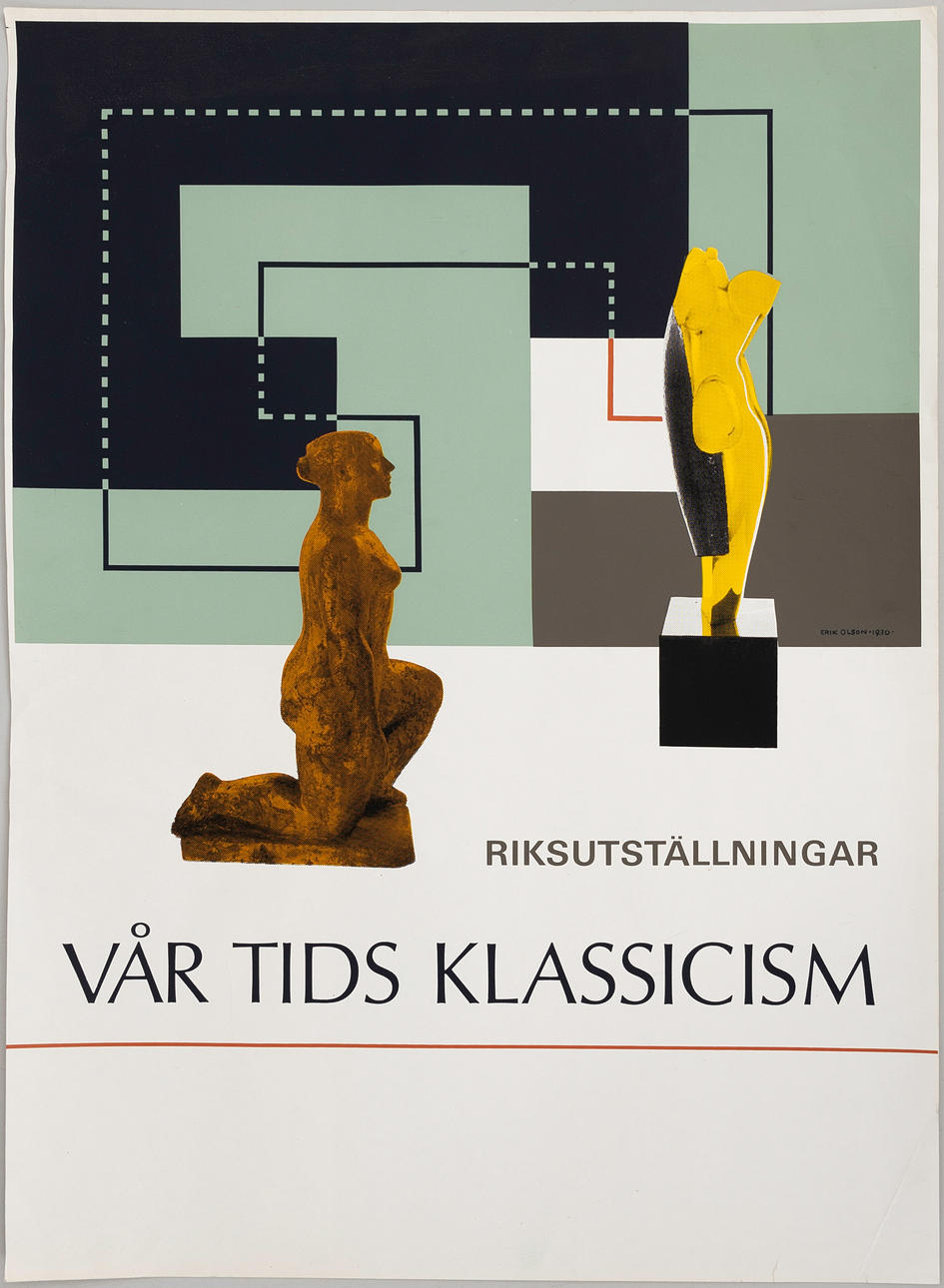 Affisch Riksutställningar, Vår tid Klassicism, efter Erik Olson, 1930.