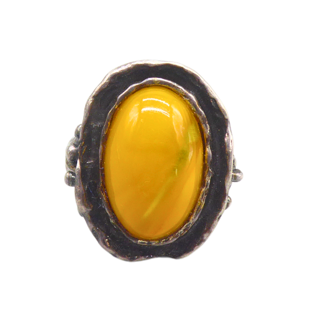 AMBER - BUTTERSCOTCH RING AND 925 SILVER.