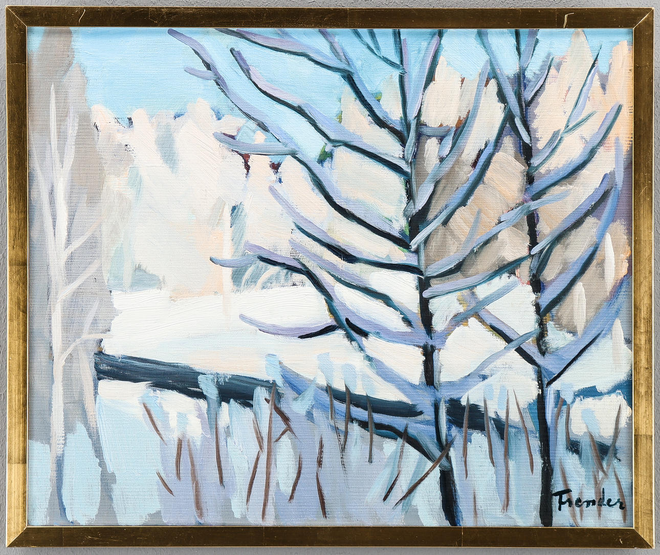 HELGE FRENDER. Winter landscape.