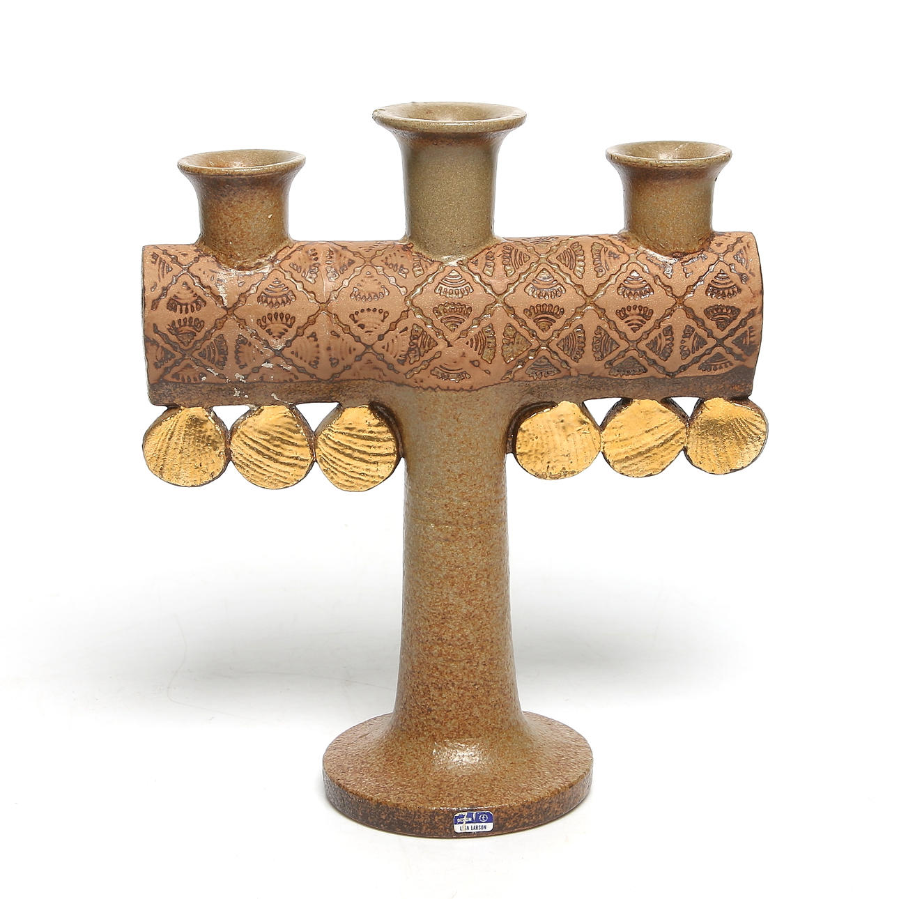 LISA LARSON. Kandelaber, stengods, Gustavsberg. 1900-tal.