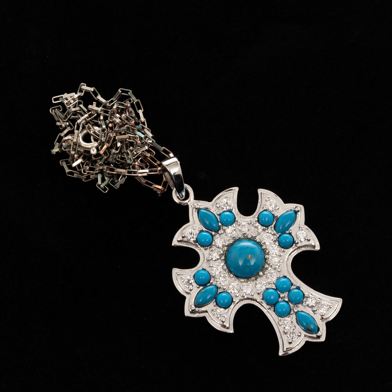 NECKLACE, Sterling Silver, Turquoise.