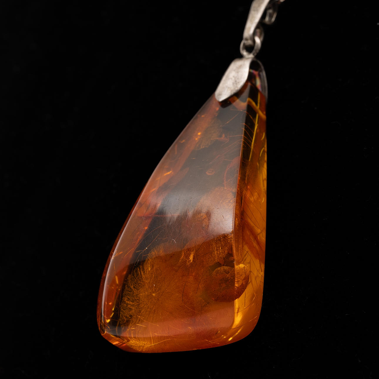 NECKLACE, Silver, Amber.