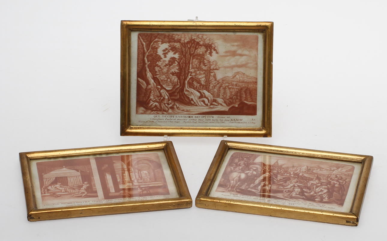 GRAVYRER, 3 st, Lucas Jakob Ulmer, troligen 1600-tal.