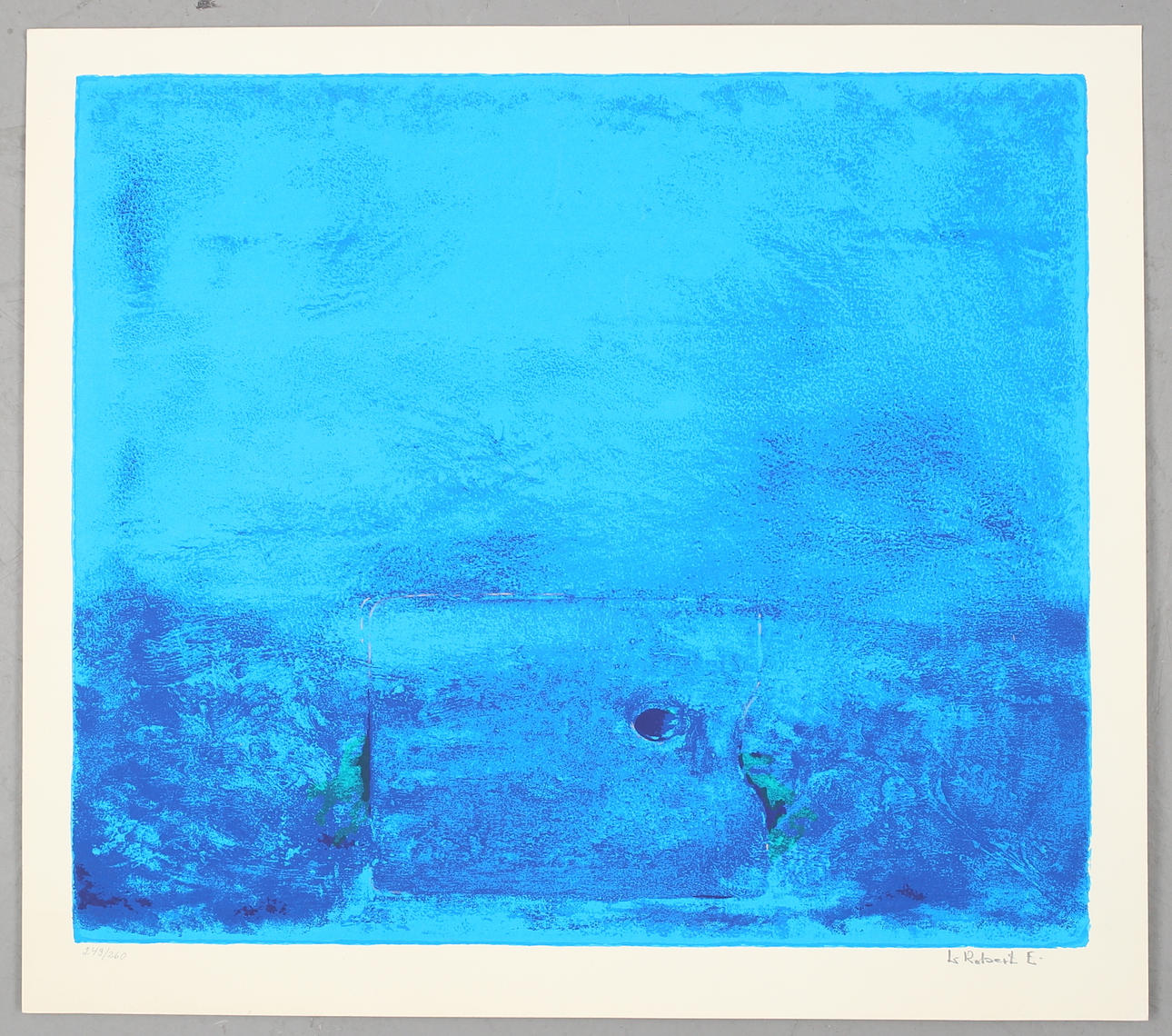 LEIF ROBERT ERIKSSON. Blått landskap, färglitografi nr 243/260, signerad L Robert E.