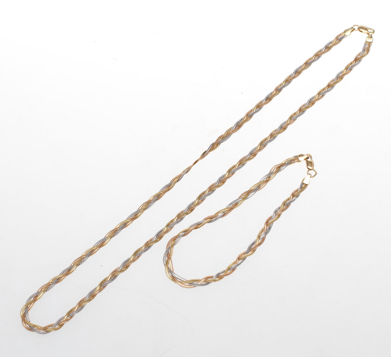 HALSBAND samt ARMBAND, 18k guld, vikt ca 9,7 gr.