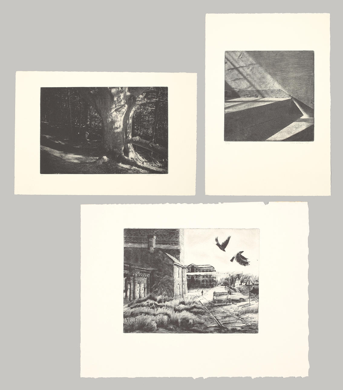 GÖRAN LITTORIN. Parti etsningar, 3 st, div motiv, signerade.