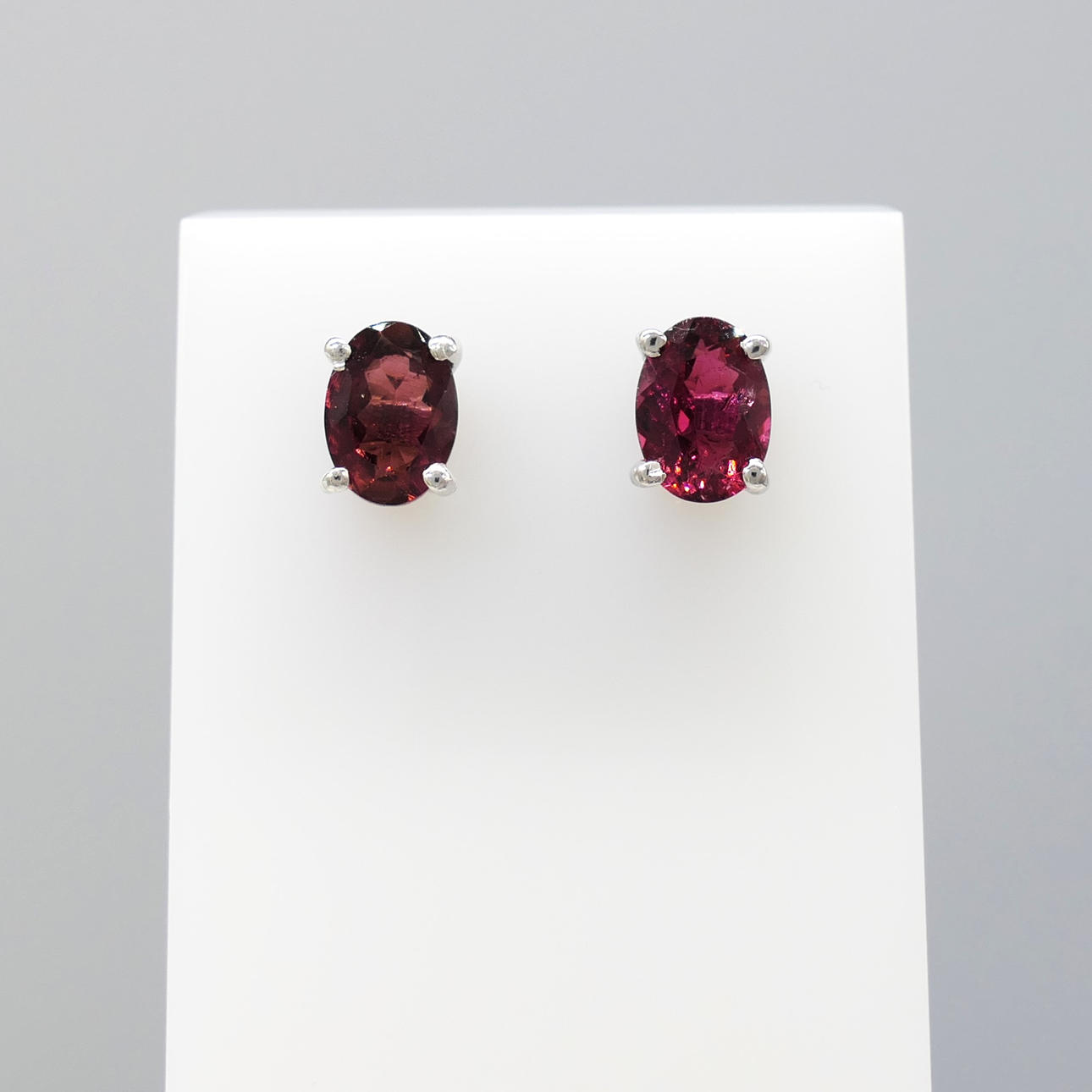 PINK TOURMALINE gemstone studs.