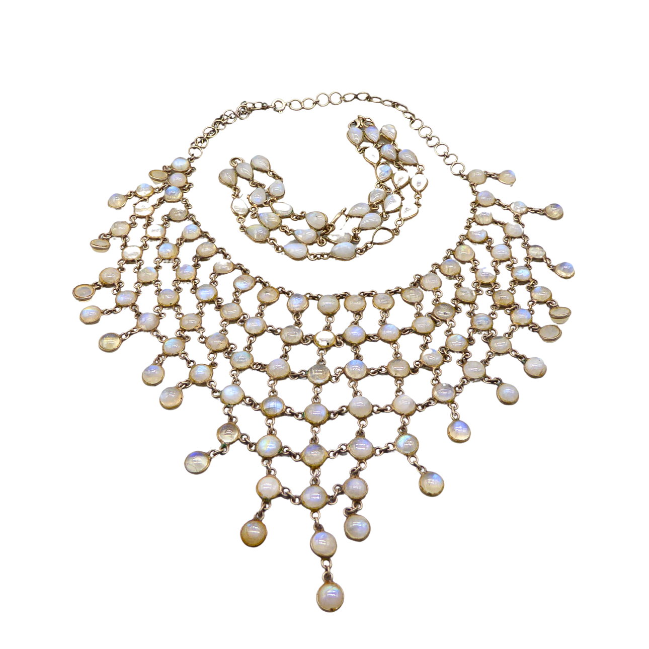 925 SILVER MOONSTONE NECKLACE WITH MATCHING BRACELET.