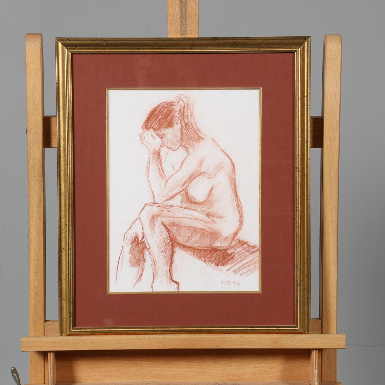ARNOLD ERES. DRAWING, nude study, signed.