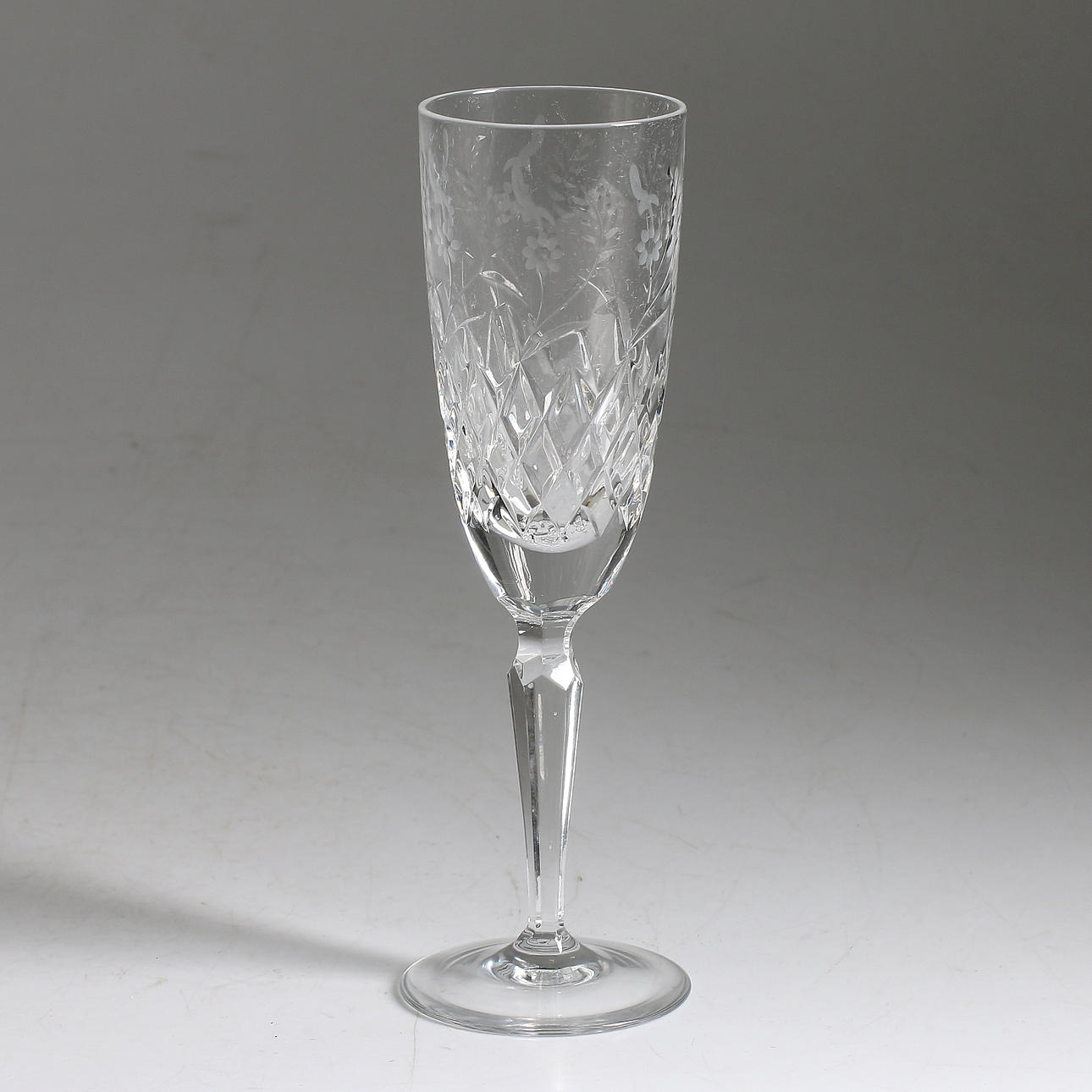 CHAMPAGNEGLAS, 11 st, kristall, 1900-tal.