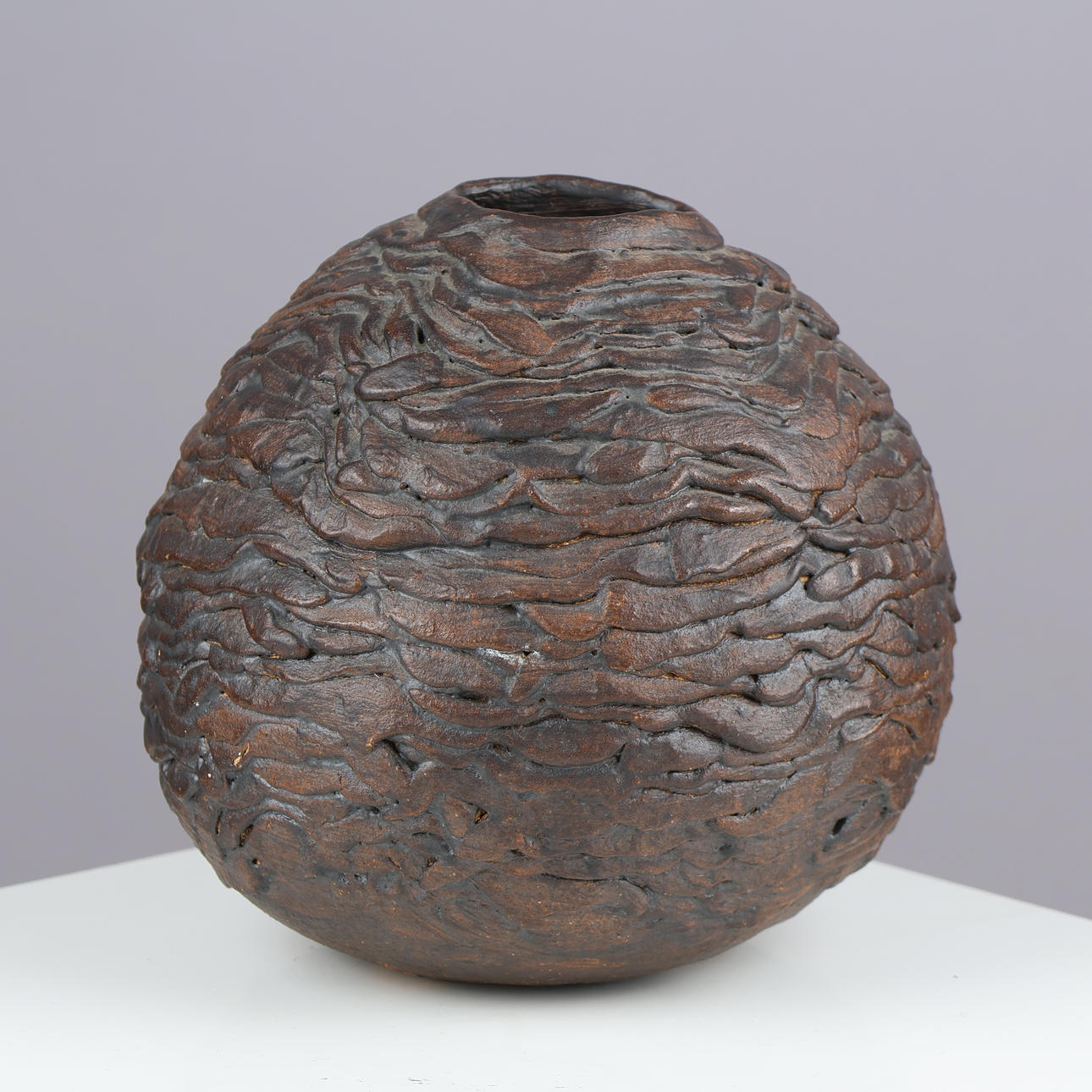 SIGNED stoneware vase by unknown ceramist, 20th century.