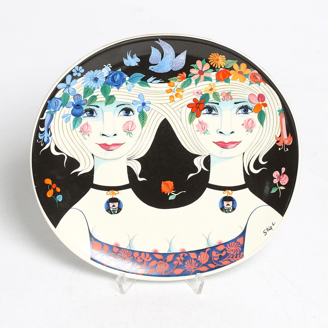 FAT, porslin, "Tvillingar", "Art Plate" Stig Lindberg, Gustavsberg.
