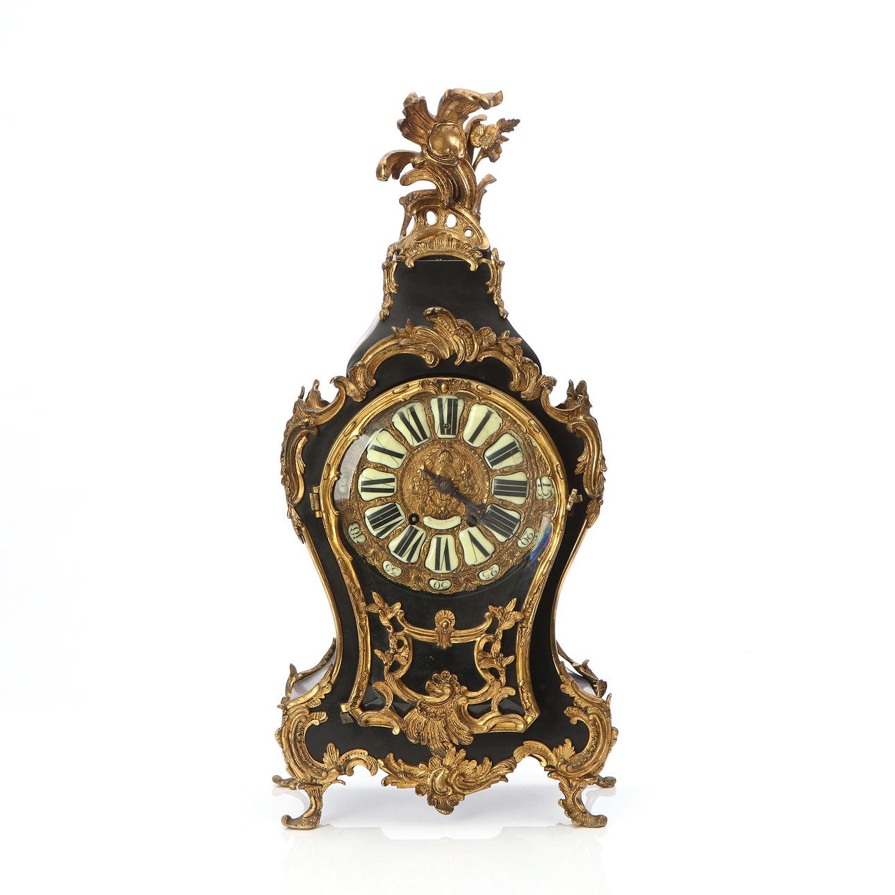 MAPLE LTD & CO, TABLE PENDULUM. Black marble with gilded brass fittings ...