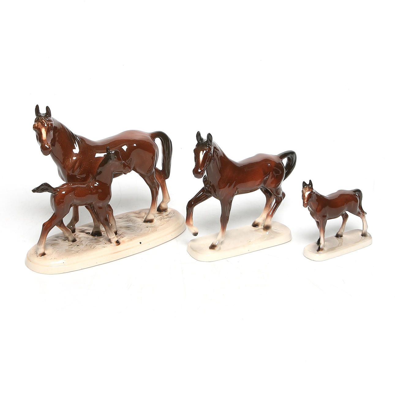 FIGURINER, 3 delar, porslin, hästar, Tyskland.