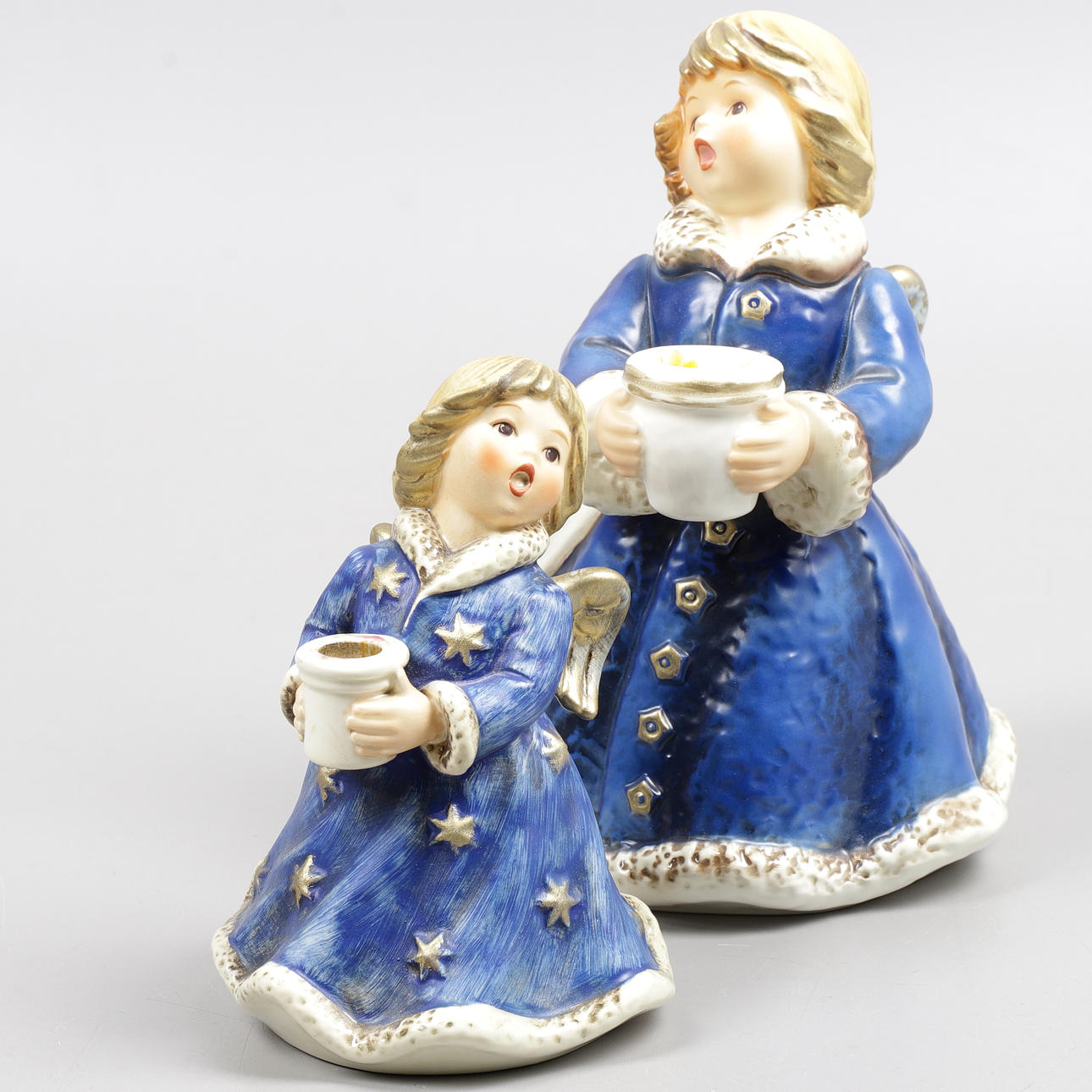 CANDLESTICKS, 2 pcs, Porcelain, Angels, Goebel.
