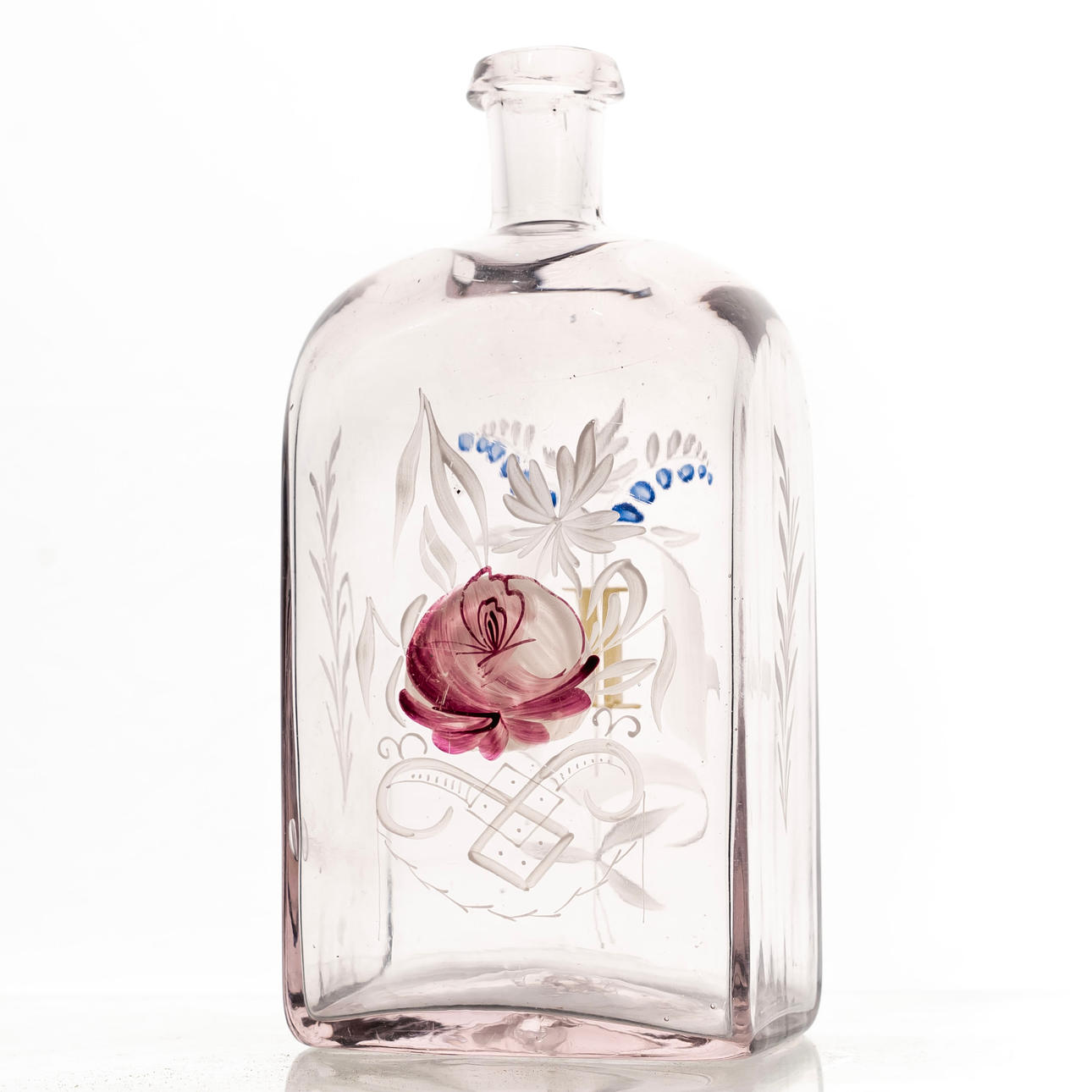 Brandy bottle, Floral pattern.
