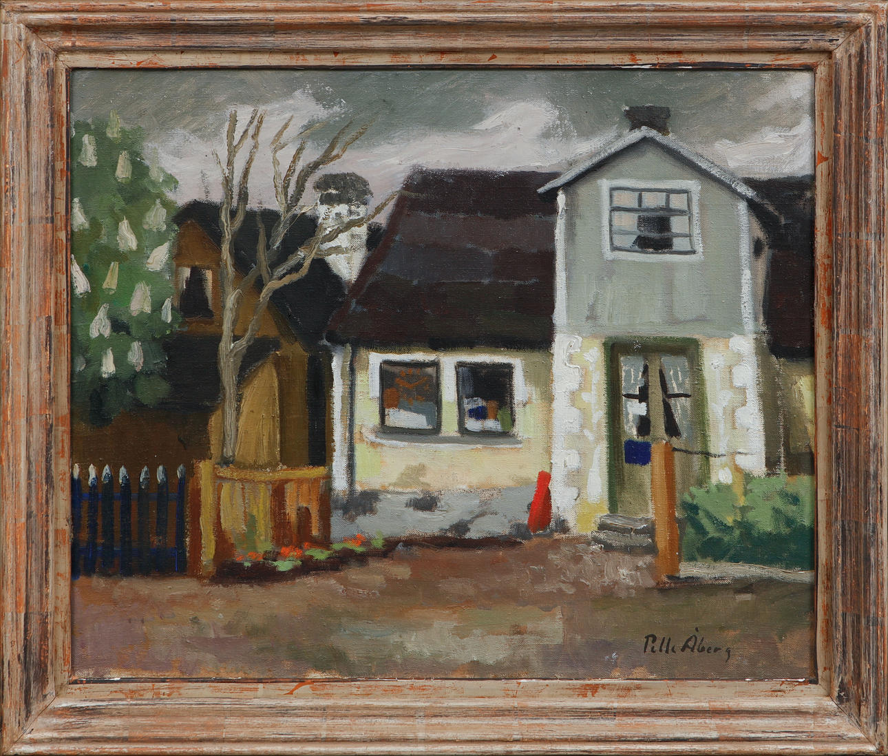 PELLE ÅBERG. Villas, oil on panel, signed.