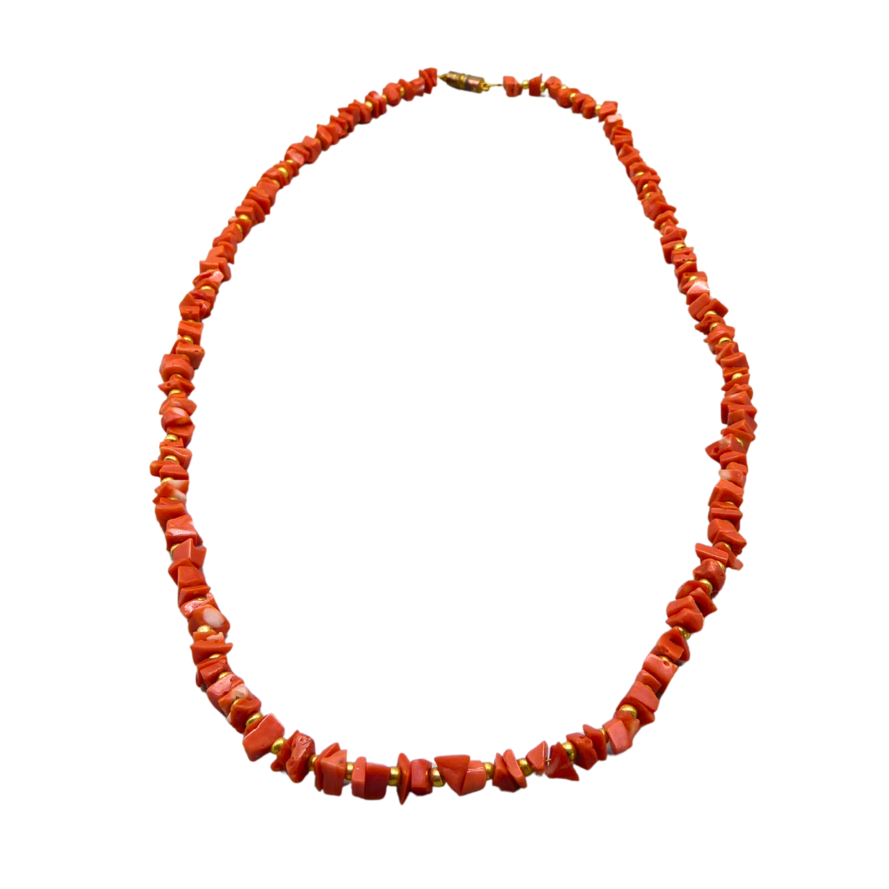 CORAL NECKLACE WITH SCREW CLASP.
