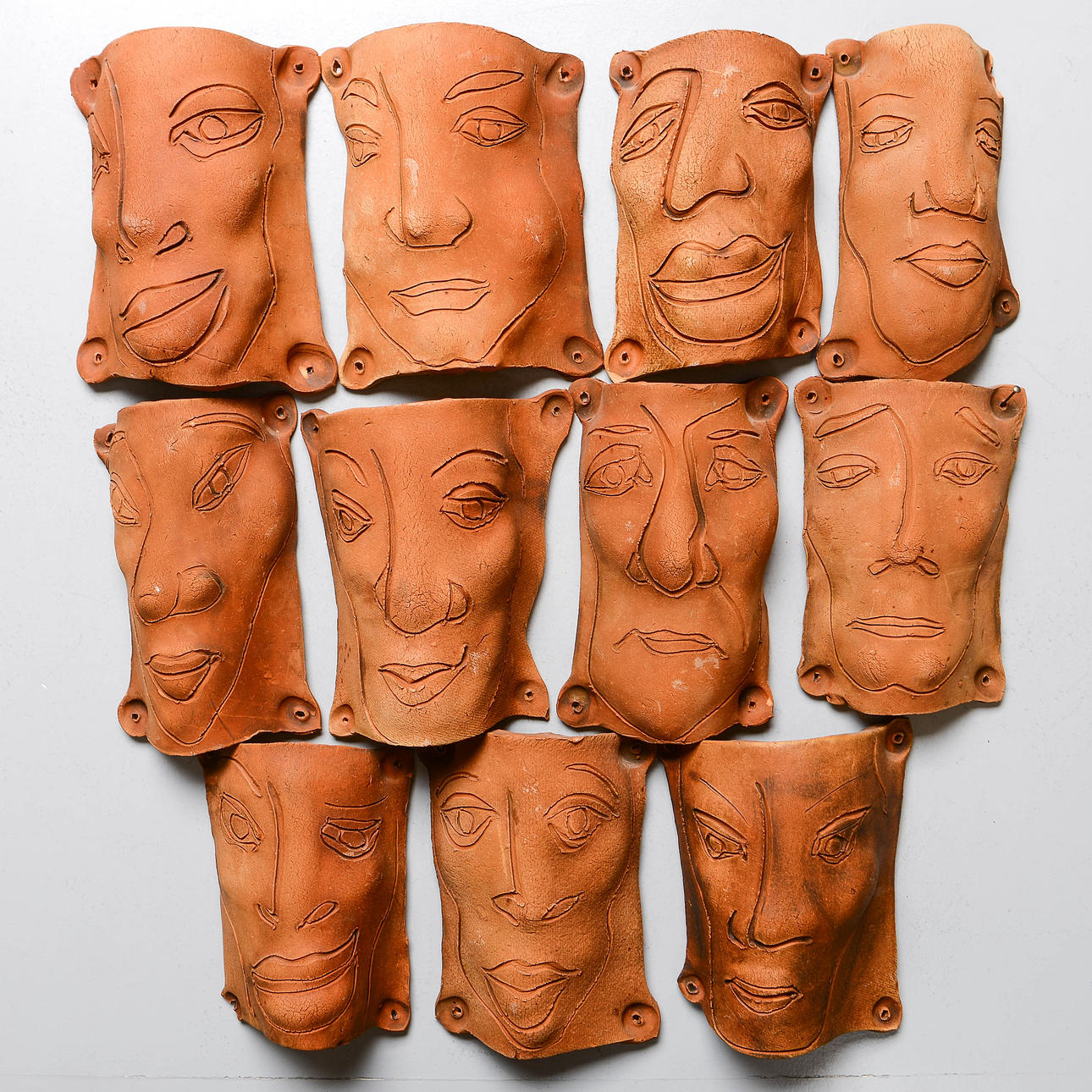 OKÄND KONSTNÄR. Wall-hung sculptures, earthenware, 11 pieces.