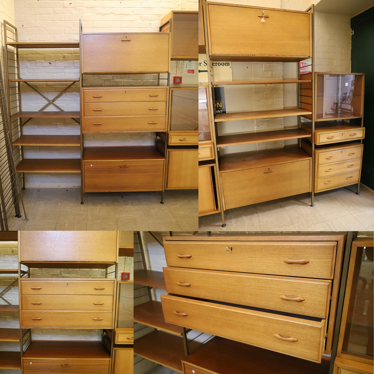 STAPLES LADDERAX TEAK & METAL SHELVING SYSTEM.