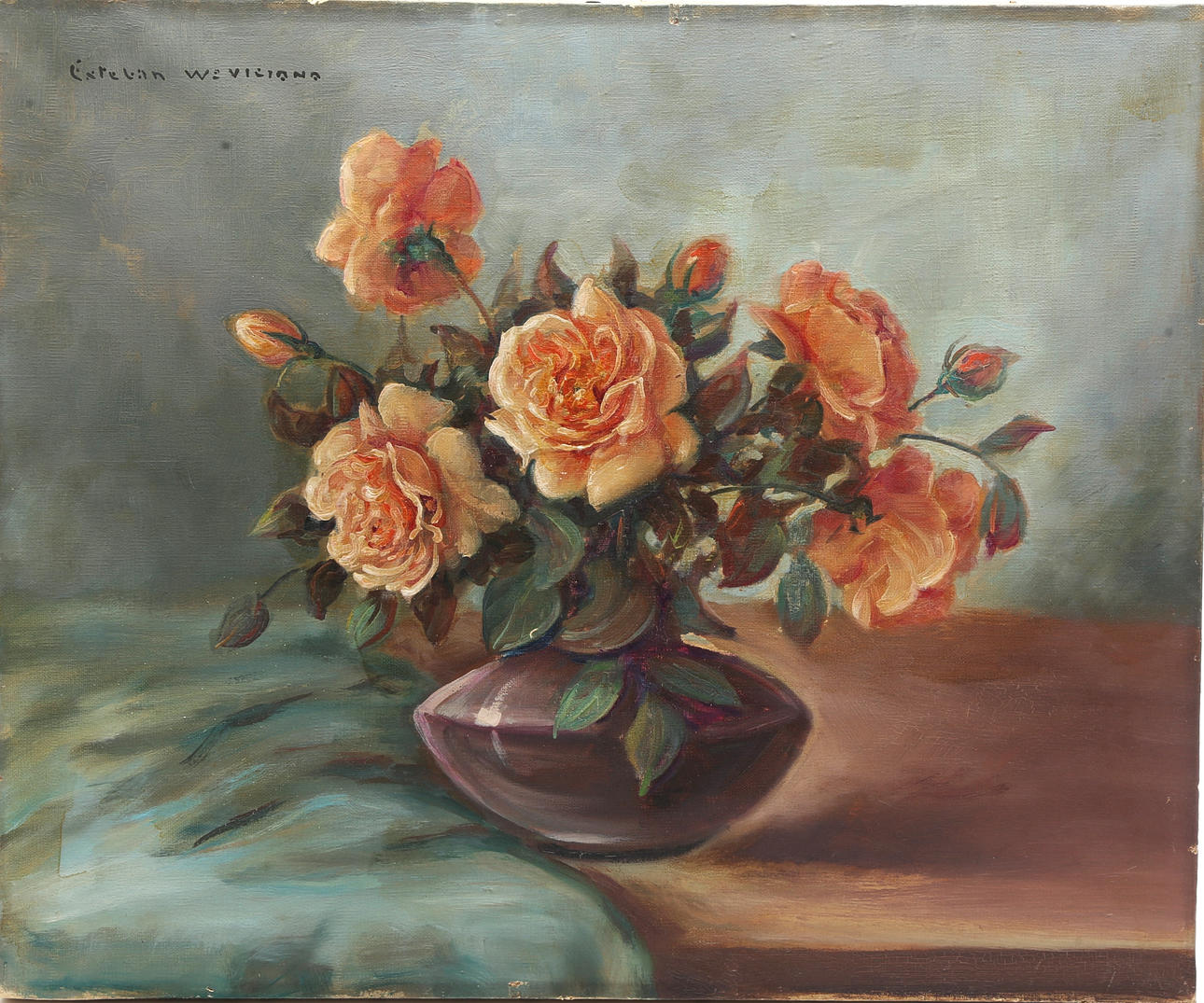 ESTEBAN WENCESLAO VICIANA. Flowers vase.