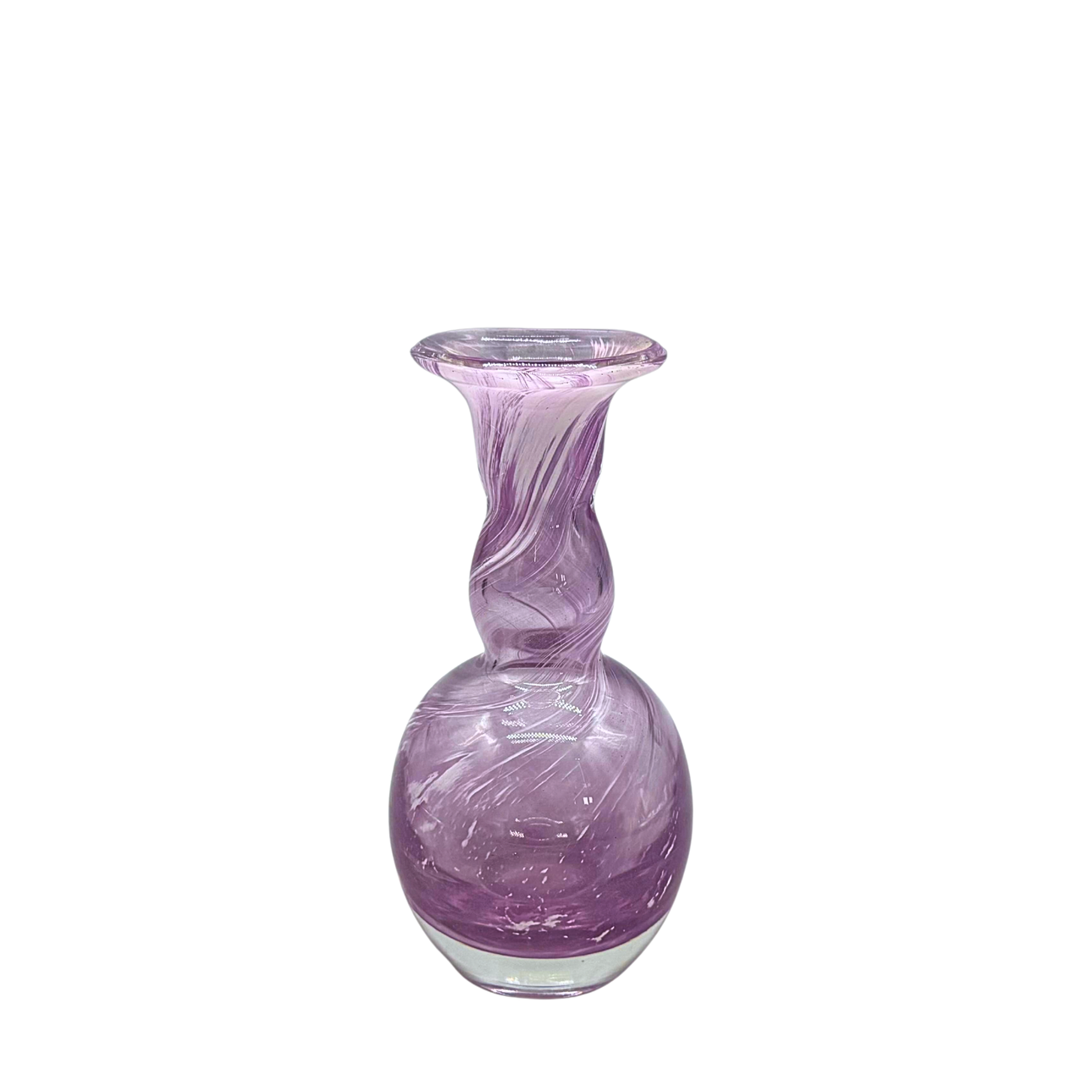 CRYSTAL GLASS VASE, HANDMADE, PURPLE.