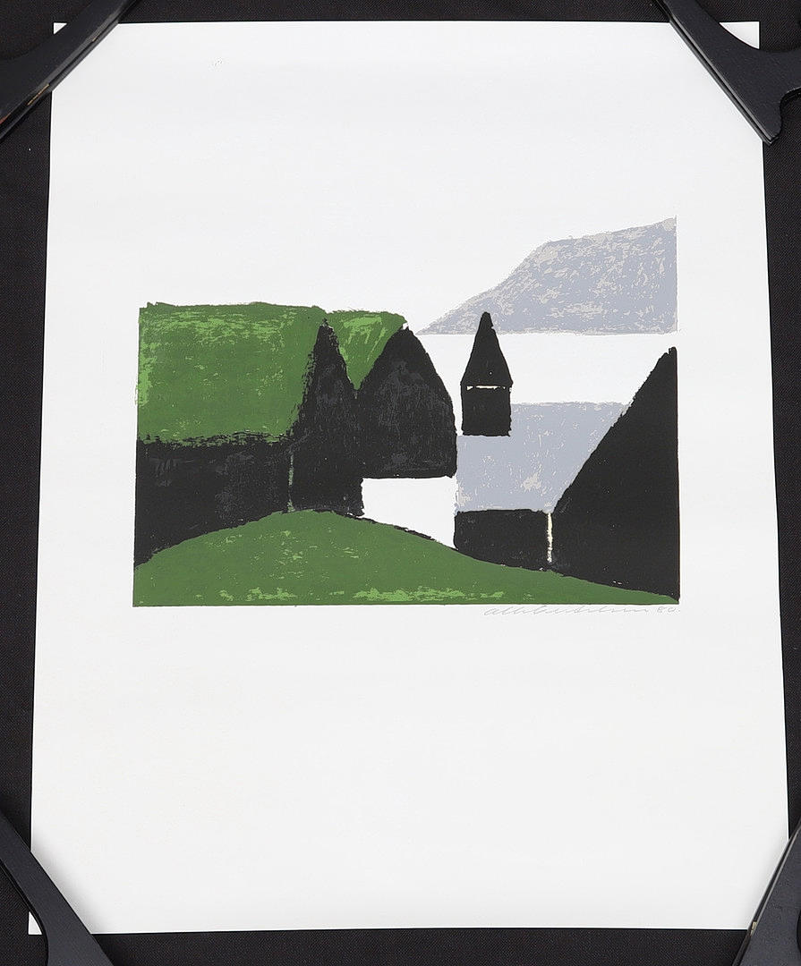 ALBERT BERTELSEN. (1921-2019, Danmark). Landskapsmotiv, litografi, signerad och daterad -80.