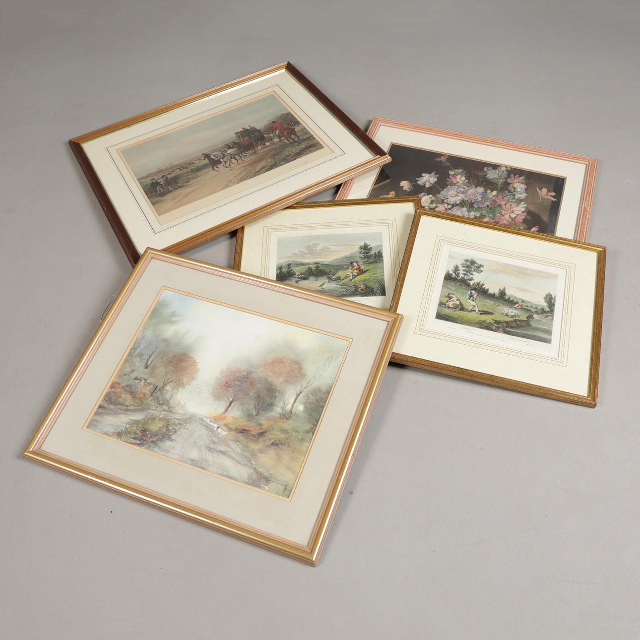 FIVE 19TH CENTURY AND LATER COLOUR PRINTS (5).