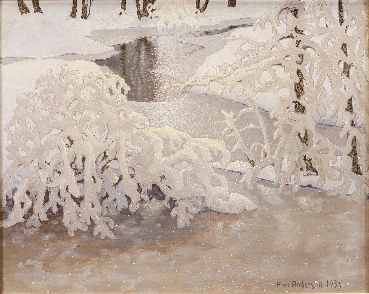 ERIC RHÖNNSTAD. Rimfrost vid vattendrag.