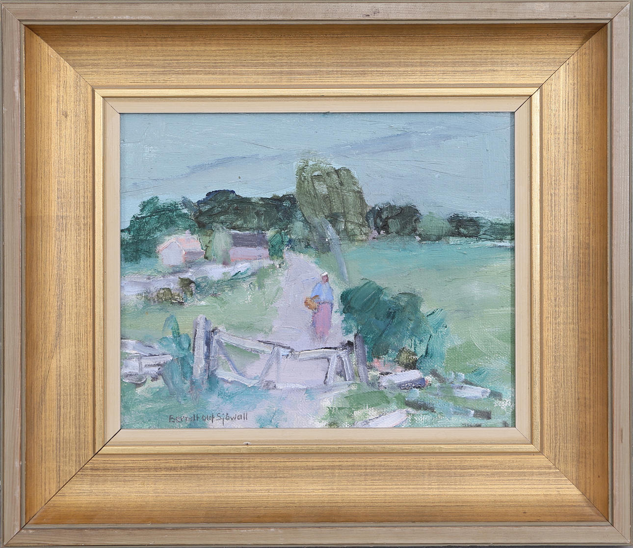 BERNDT OLOF SJÖWALL. Promenad, olja på pannå, signerad.