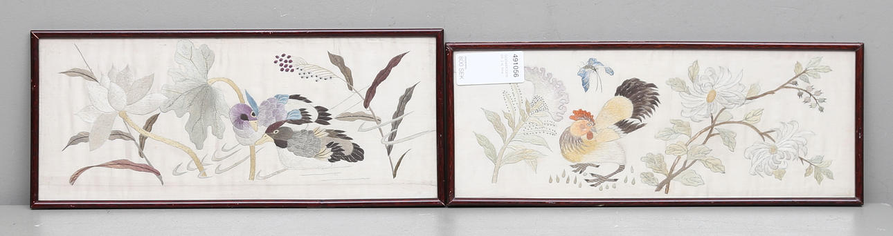 SIDENBRODERIER, 2 st. Kina.