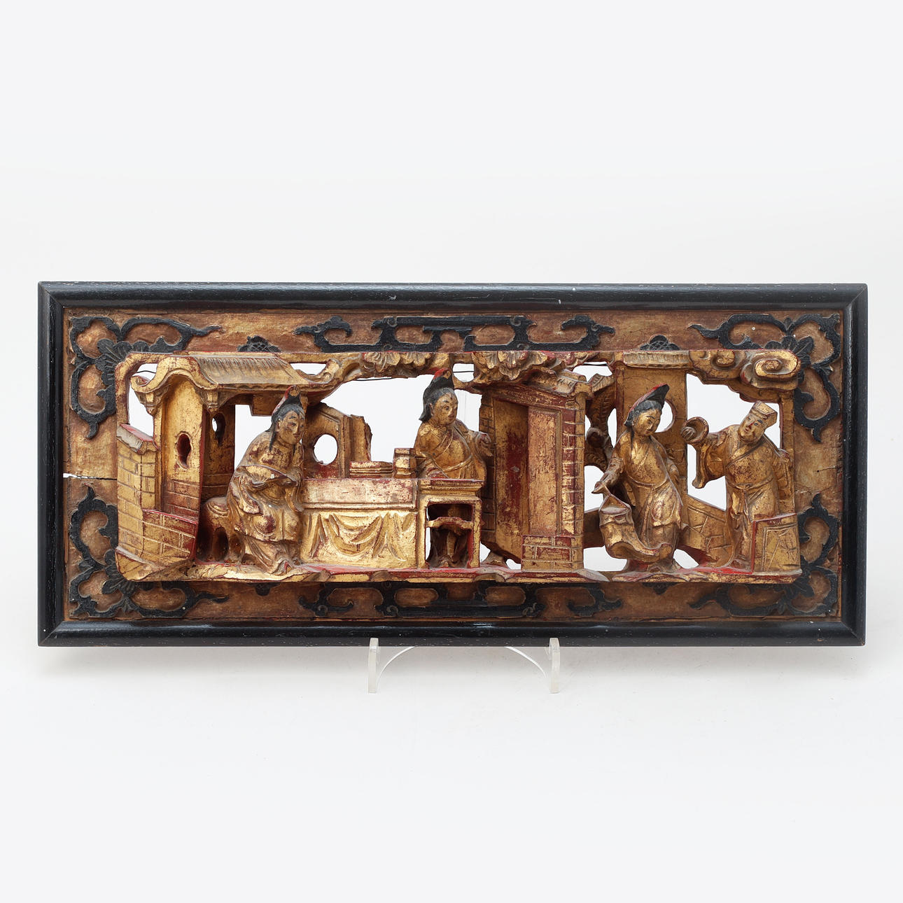 DEKORFÄLT, utskuret trä, Kina.