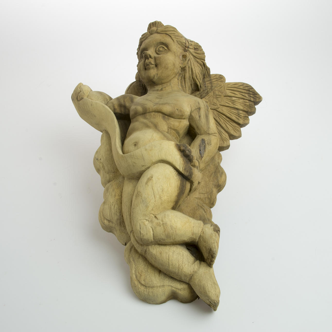 VÄGGRELIEF, ängel, snidat trä, samtida.