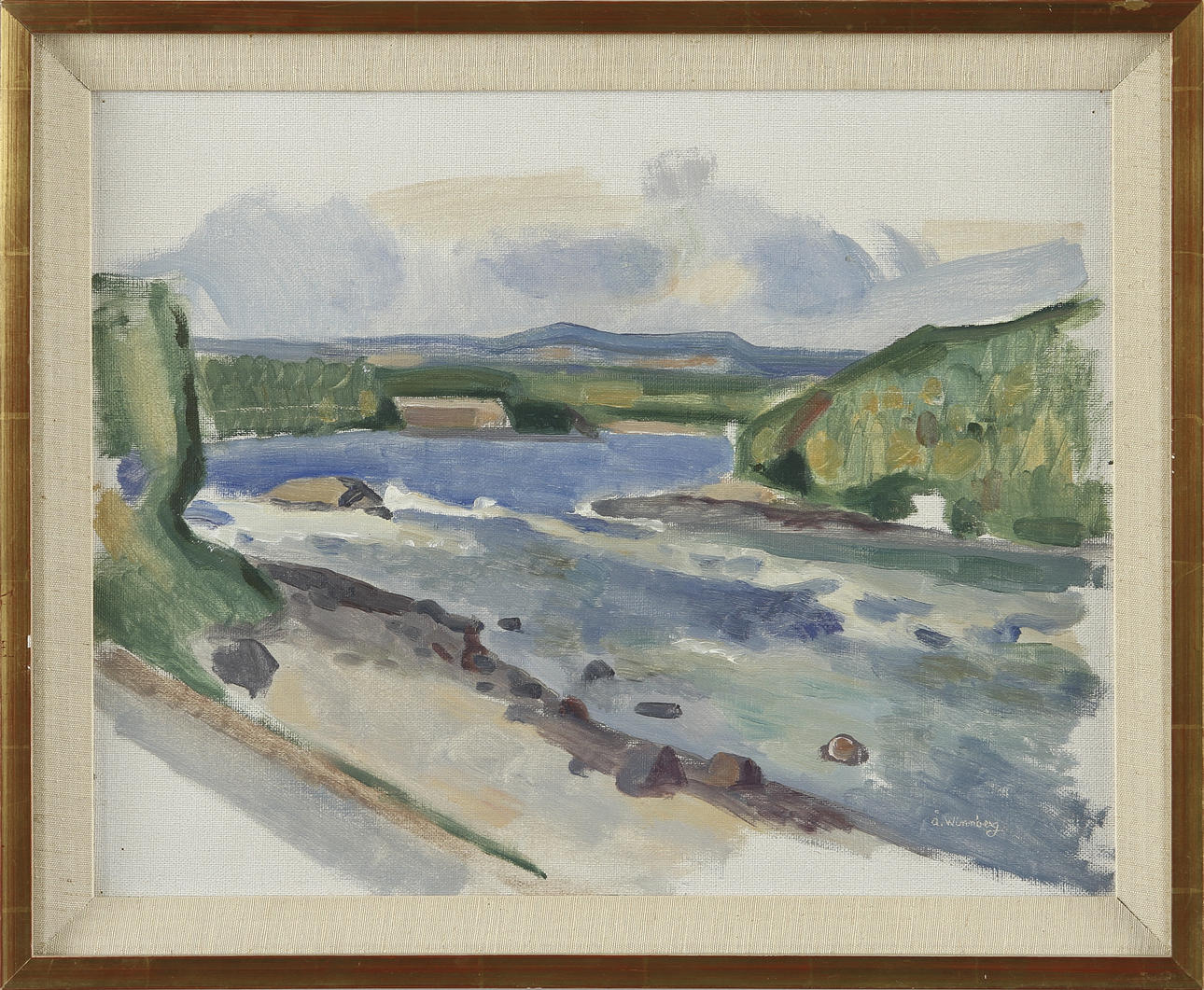 ÅKE WINNBERG. "Från Nämforsen". Olja på duk, signerad.