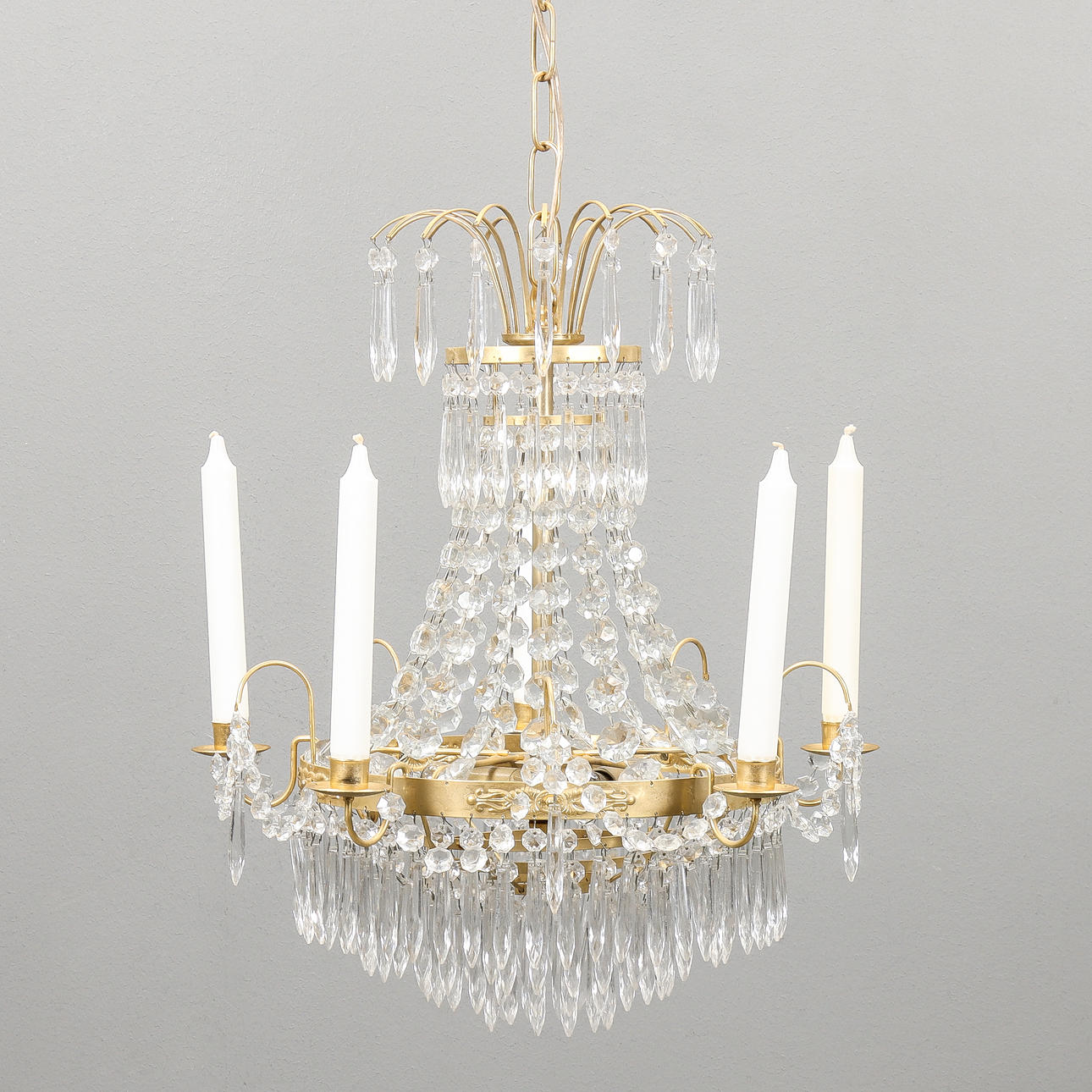 KRISTALLKRONA 5 ljusarmar, 1900-tal.