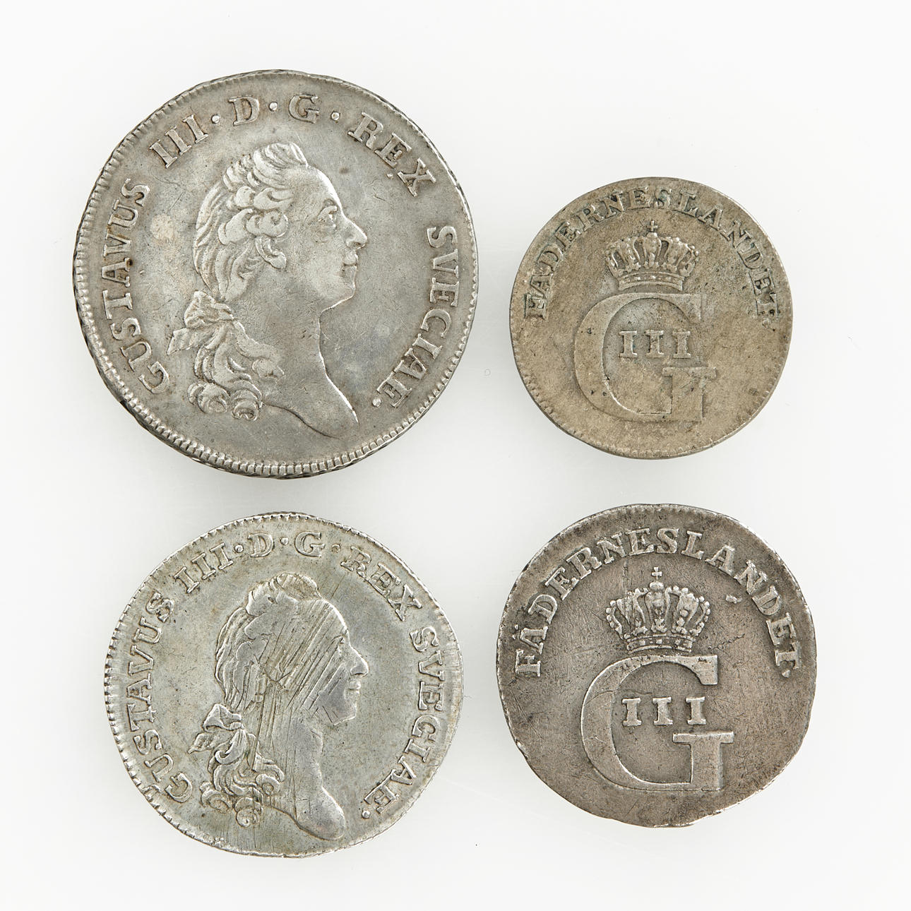 GUSTAV III (1771-1792) 4 pcs, silver.