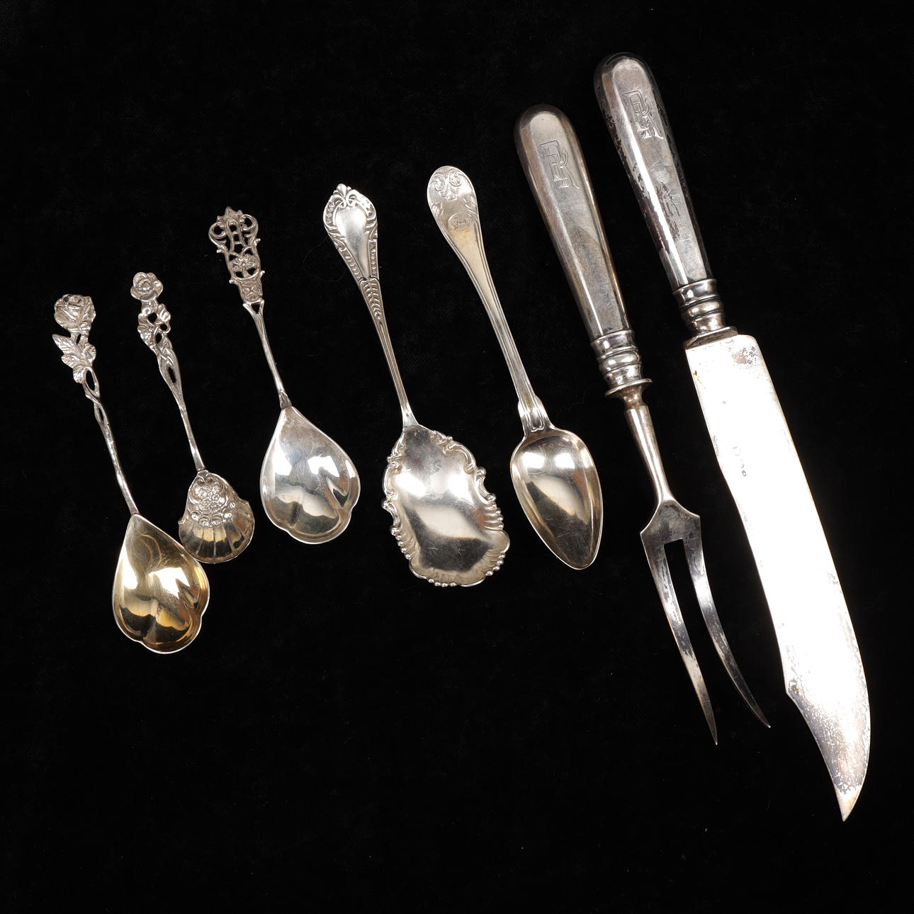 CUTLERY, 7 pcs, silver, total weight 224 grams.