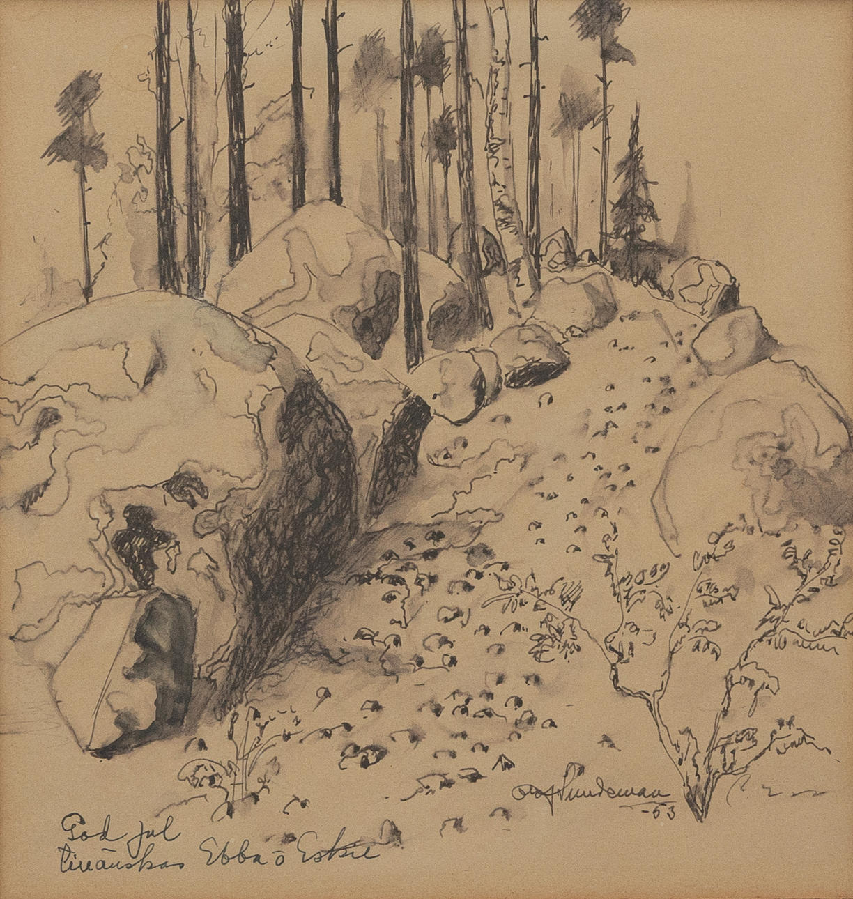 OLOF SUNDEMAN (1896-1964). Forest landscape, mixed media, signed and ...