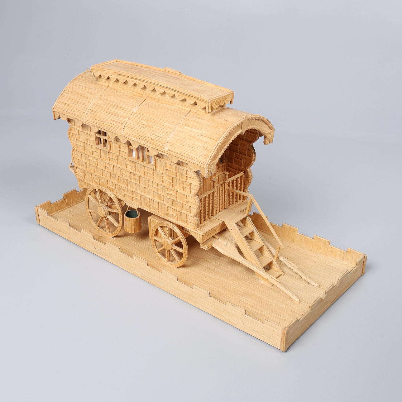LARGE MATCHSTICK MODEL OF A ROMANY GYPSY CARAVAN. Miscellaneous ...