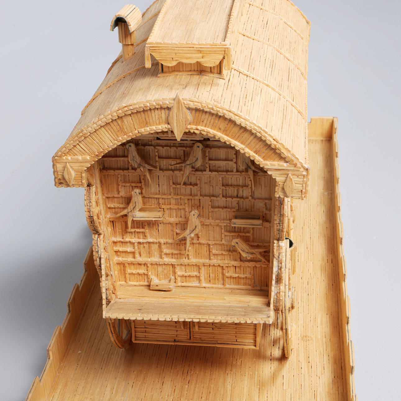 LARGE MATCHSTICK MODEL OF A ROMANY GYPSY CARAVAN. Miscellaneous ...