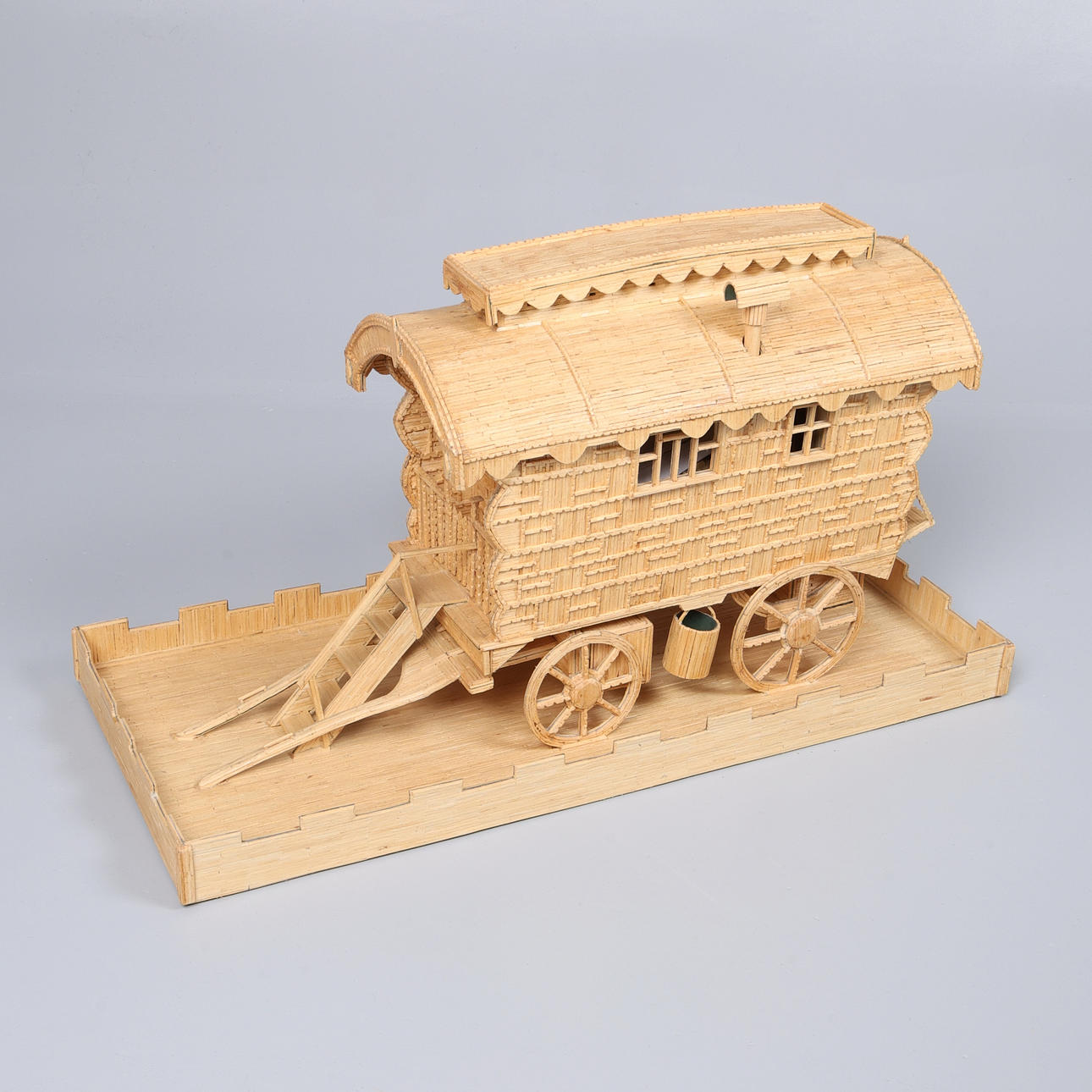 LARGE MATCHSTICK MODEL OF A ROMANY GYPSY CARAVAN. Miscellaneous ...