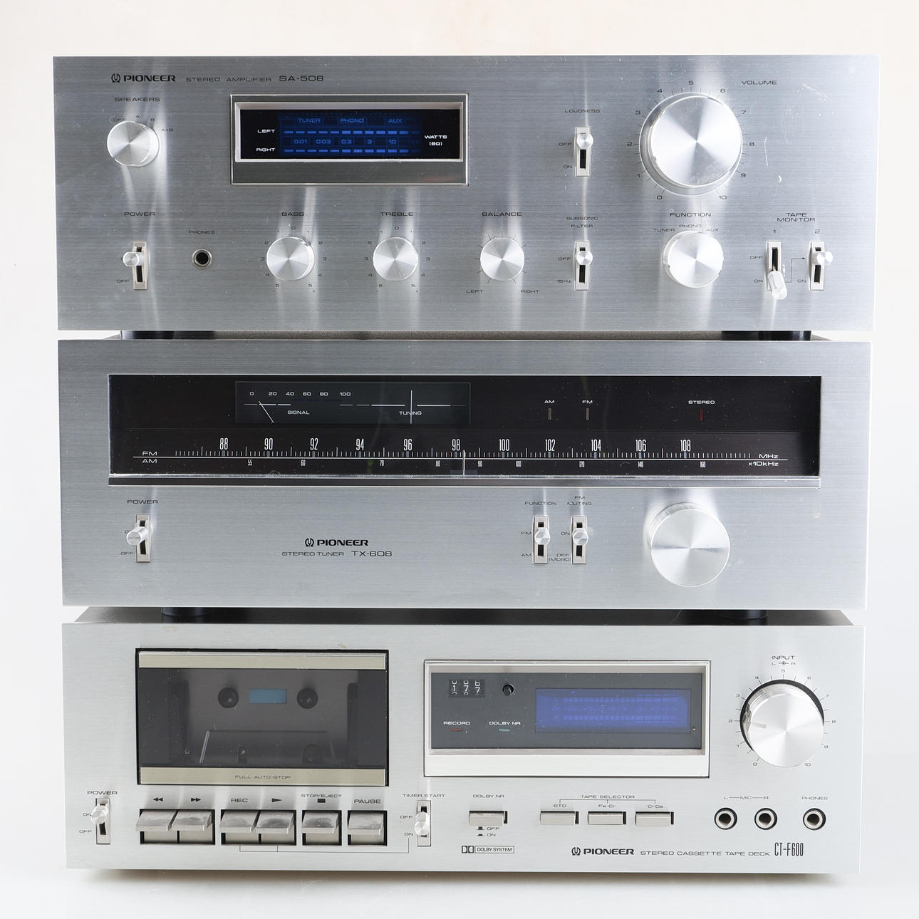 PIONEER, 3-piece, SA-508 Stereo Amplifier, TX-608 Stereo Tuner, CT