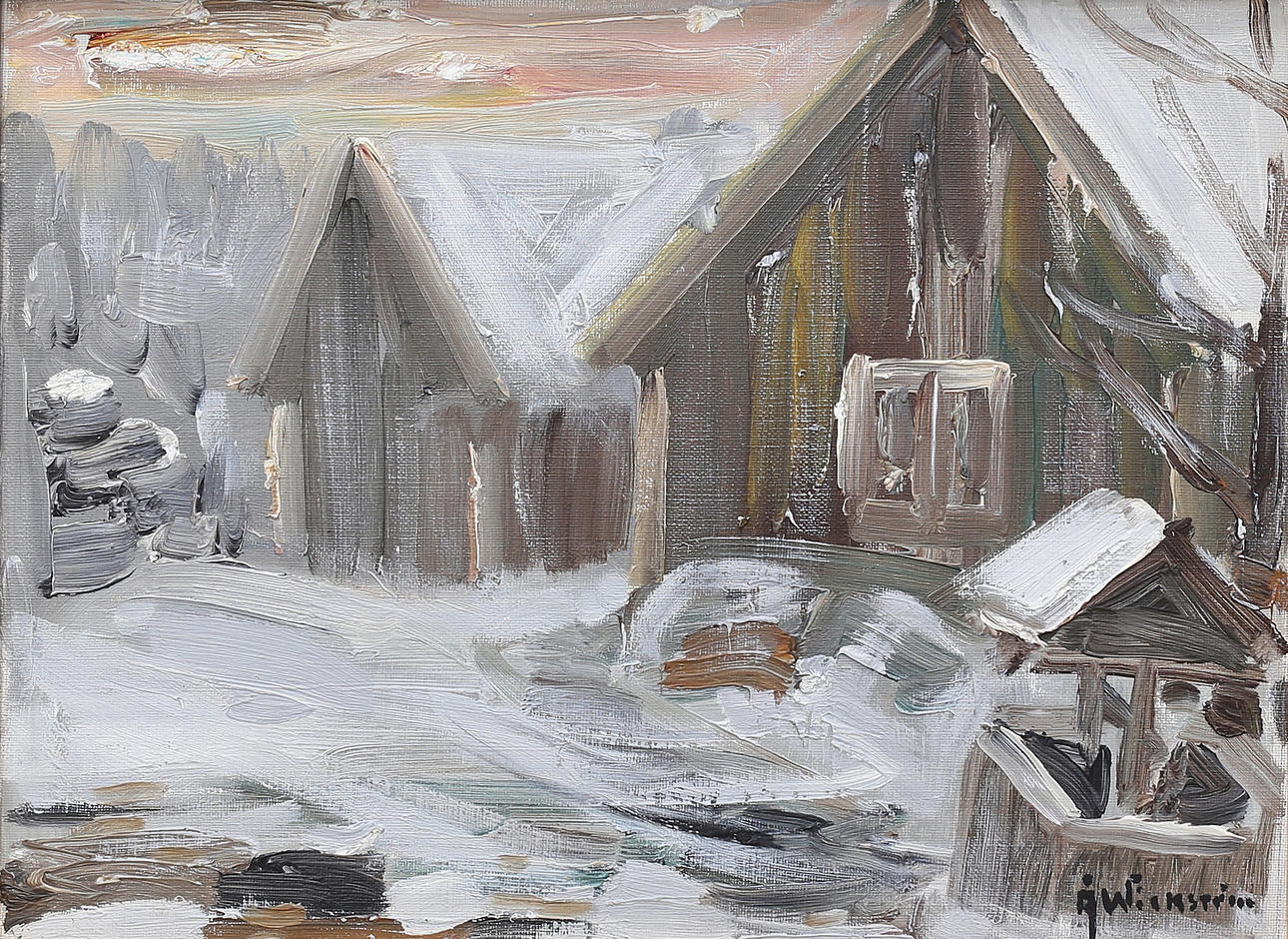 ÅKE WICKSTRÖM. Wintertime, oil on canvas, signed.