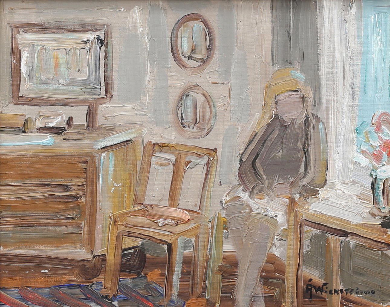 ÅKE WICKSTRÖM. Interior picture, oil on canvas, signed.
