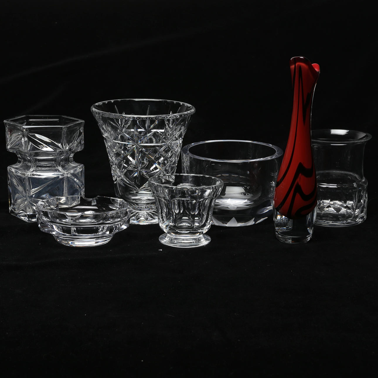 GLASS OBJECTS, 7 pieces, Boda, several with signature.