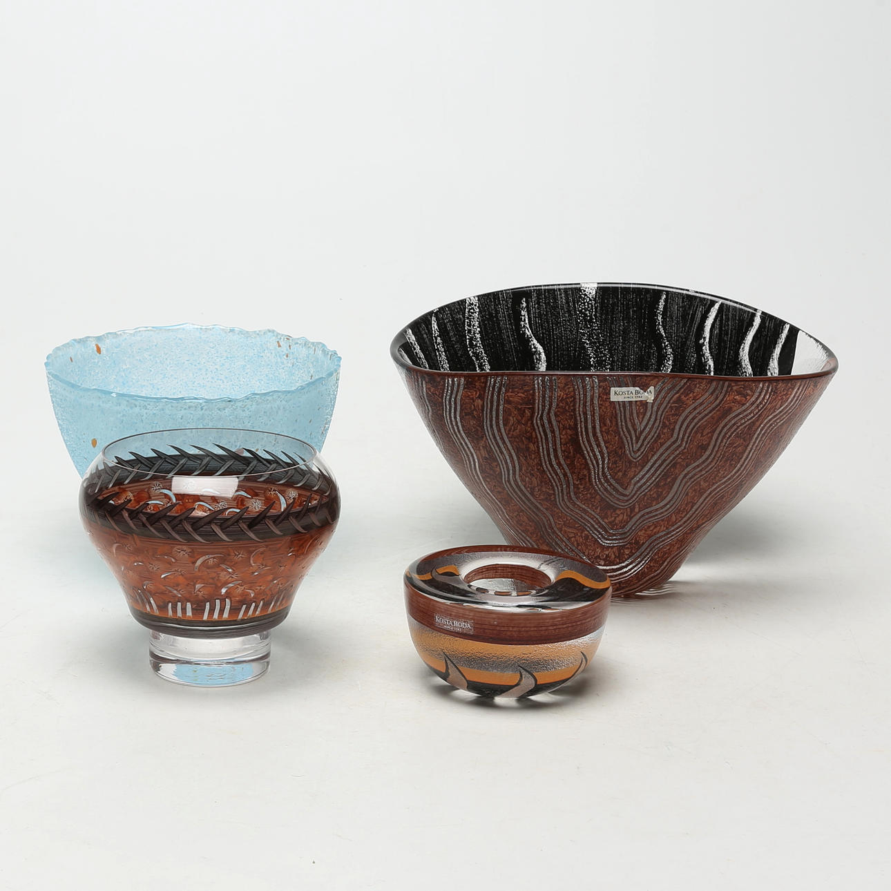 GLASS OBJECTS, 4 pcs, Kosta Boda, mostly Monica Backström.