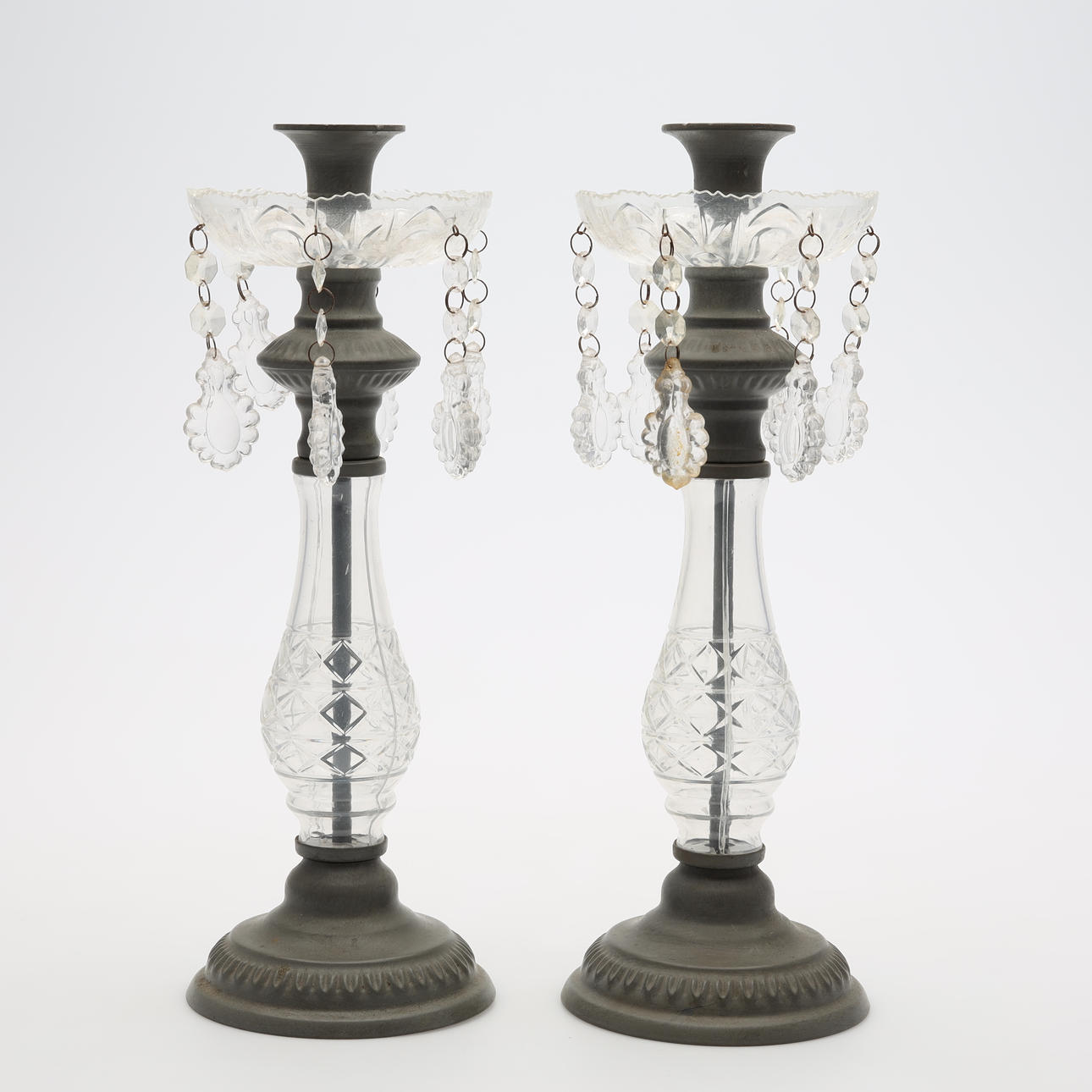 CANDLESTICKS, 1 pair, metal/plastic.