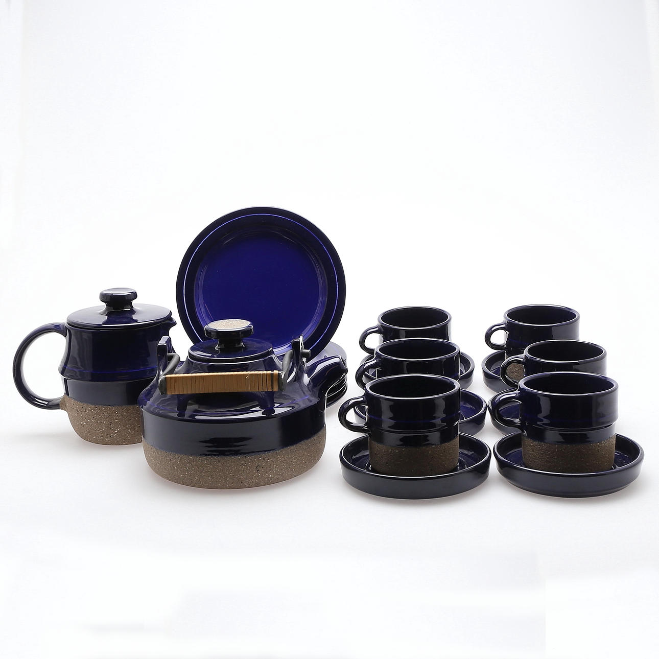 TESERVIS, 20 delar, lergods, "Thomas blå", Thomas Hellström, Nittsjö.